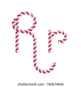 Candy font, letter r, Vector illustration in realistic style isolated from the background
