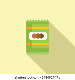 Candy food package icon flat vector. Sweet cereal food. Crisp paper plastic