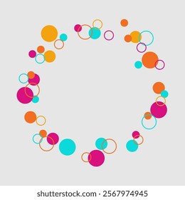 Candy frame on white background.vector Background of bright multicolored confetti. Geometric pattern of ink circles and dots. Vector.