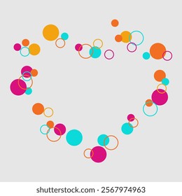 Candy frame on white background.vector Background of bright multicolored confetti. Geometric pattern of ink circles and dots. Vector.