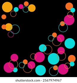 Candy frame on white background.vector Background of bright multicolored confetti. Geometric pattern of ink circles and dots. Vector.