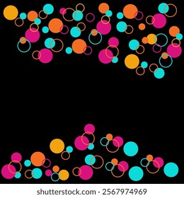 Candy frame on white background.vector Background of bright multicolored confetti. Geometric pattern of ink circles and dots. Vector.