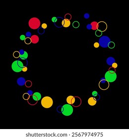 Candy frame on white background.vector Background of bright multicolored confetti. Geometric pattern of ink circles and dots. Vector.