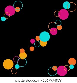 Candy frame on white background.vector Background of bright multicolored confetti. Geometric pattern of ink circles and dots. Vector.