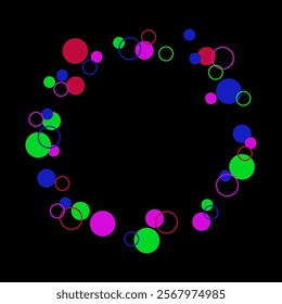 Candy frame on white background.vector Background of bright multicolored confetti. Geometric pattern of ink circles and dots. Vector.