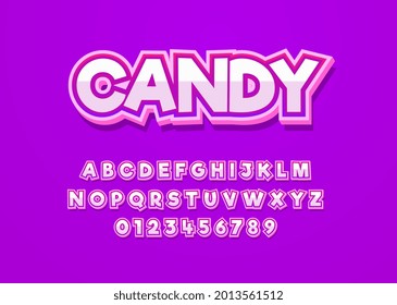 Candy fun style vector font with uppercase alphabet and digit number