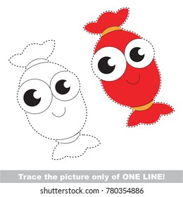 Candy funny to be traced only of one line, the tracing educational game to preschool kids with easy game level, the colorful and colorless version.