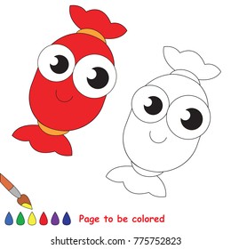 Candy funny smiling to be colored, the coloring book for preschool kids with easy educational gaming level.
