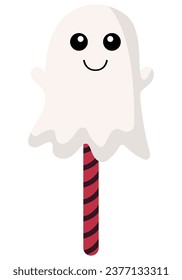 Candy ghost lollipop for halloween on white background.  