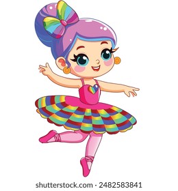 Candy girl cute baby doll illustration vector kids character dancing doll