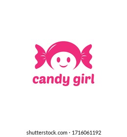 Candy + Girl. Candy Girl. Logo Icn Vector.