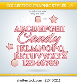 Candy Graphic Styles for Design. Graphic styles can be use for decor, text, title, cards, events, posters, icons, logo and other.