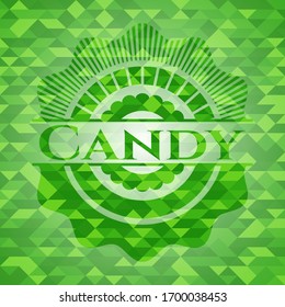 Candy green mosaic emblem. Vector Illustration. Detailed.