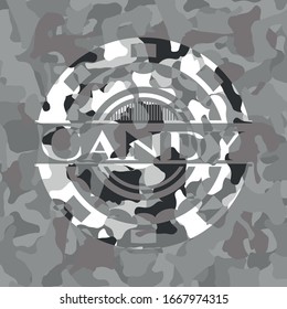 Candy grey camouflage emblem. Vector Illustration.