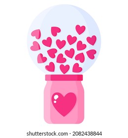 Candy or gum machine with gum. Wedding and valentine day concept. Vector cartoon isolated illustration.