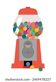 Candy gumball machine. Vintage candy ball dispenser. Minimalist vector illustration. Clean simple style. Isolated