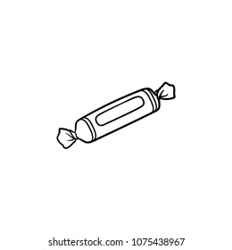 Candy hand drawn outline doodle icon. Chocolate candy in wrapper vector sketch illustration for print, web, mobile and infographics isolated on white background.