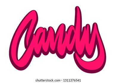 Candy hand drawn vector lettering design. Comics style. Design for t shirt printing Vector Graphic - Vector