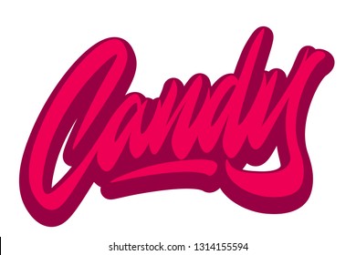 Candy hand drawn vector lettering design. Comics style. Design for t shirt printing Vector Graphic - Vector