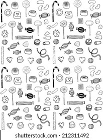 Candy hand drawn vector pattern