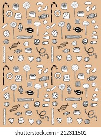 Candy hand drawn vector pattern