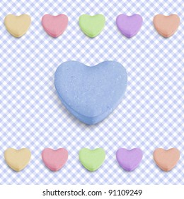 Candy heart background for new boy born announcement