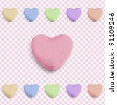 Candy heart background for new girl born announcement