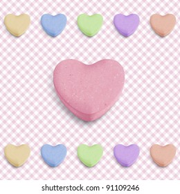 Candy heart background for new girl born announcement