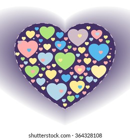 Candy heart, Big heart made of small candy-colored hearts