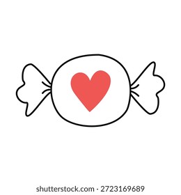 Dulces con corazón. Doodle, ilustración lineal