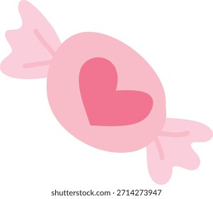 Doce com um emblema de coração envolto em extremidades torcidas, linhas limpas e formas arrojadas. Símbolo de amor, doçura, dom e afeto por celebração e romance. Ilustração de vetor de desenhos animados.