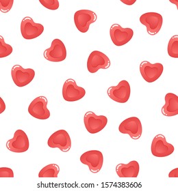 Candy heart. Seamless vector pattern on white background