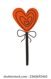 Candy heart symbol drawing for design. Lollipop. Isolated vector	