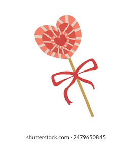 Candy heart symbol drawing for design Lollipop Isolated.