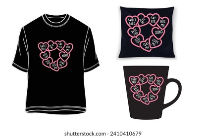 candy heart valentine t-shirt for men and women. svg