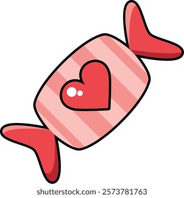 Candy with a Heart Vector Isolated Icon Colorful Illustration