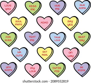 Candy hearts decoration for cards bags pins T-shirt cups Valentine’s Day decoration for T-shirt 