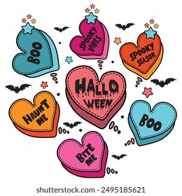 Candy Hearts Halloween T shirt Design, Funny Halloween t Shirt Design, Spooky vibes, Spooky season, Hunt Me, Bite Me, Boo t shirt