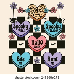 Candy Hearts Halloween T shirt Design, Funny Halloween t Shirt Design, Spooky vibes, Spooky season, Hunt Me, Bite Me shirt