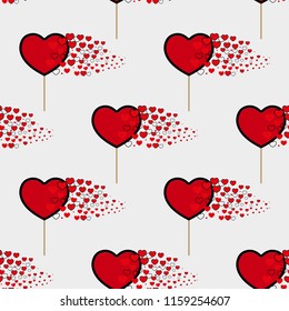 candy hearts pattern vector. Seamless vector pattern with lollipops. Wrapping textile fabric wallpaper design. eps10