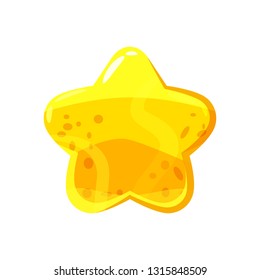 Candy honey star jelly icon. Cartoon style. Shiny glossy colorful star shape illustration. Vector isolated on white background