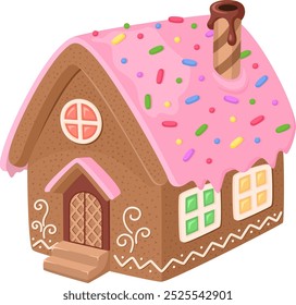 Icono de la galleta de dibujos animados de la casa del caramelo. Azúcar en casa