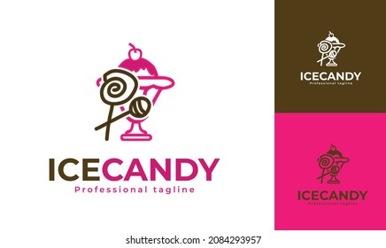 Candy ice cream logo design. vector