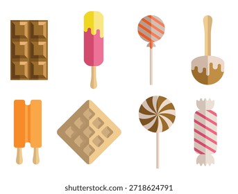 Iconos del hielo y del postre del caramelo