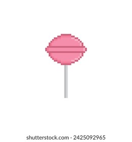 candy icon 8 bit, pixel art  lollipop icon  for game  logo.