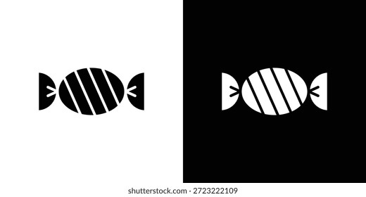 Icono de caramelo. Icono de diseño plano simple en blanco y negro