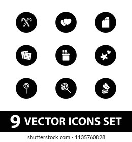 Candy icon. collection of 9 candy filled icons such as cookies, chocolate, lollipop, cookie. editable candy icons for web and mobile.