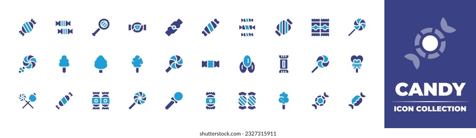 Candy icon collection. Duotone color. Vector illustration. Containing candy, halloween candy, candies, lollipop, cotton candy, sweet. 