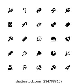 Candy Icon Collection. Pixel Perfect Candy Glyph Style 2D Icon