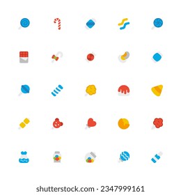 Candy Icon Collection. Pixel Perfect Candy Flat Style 2D Icon